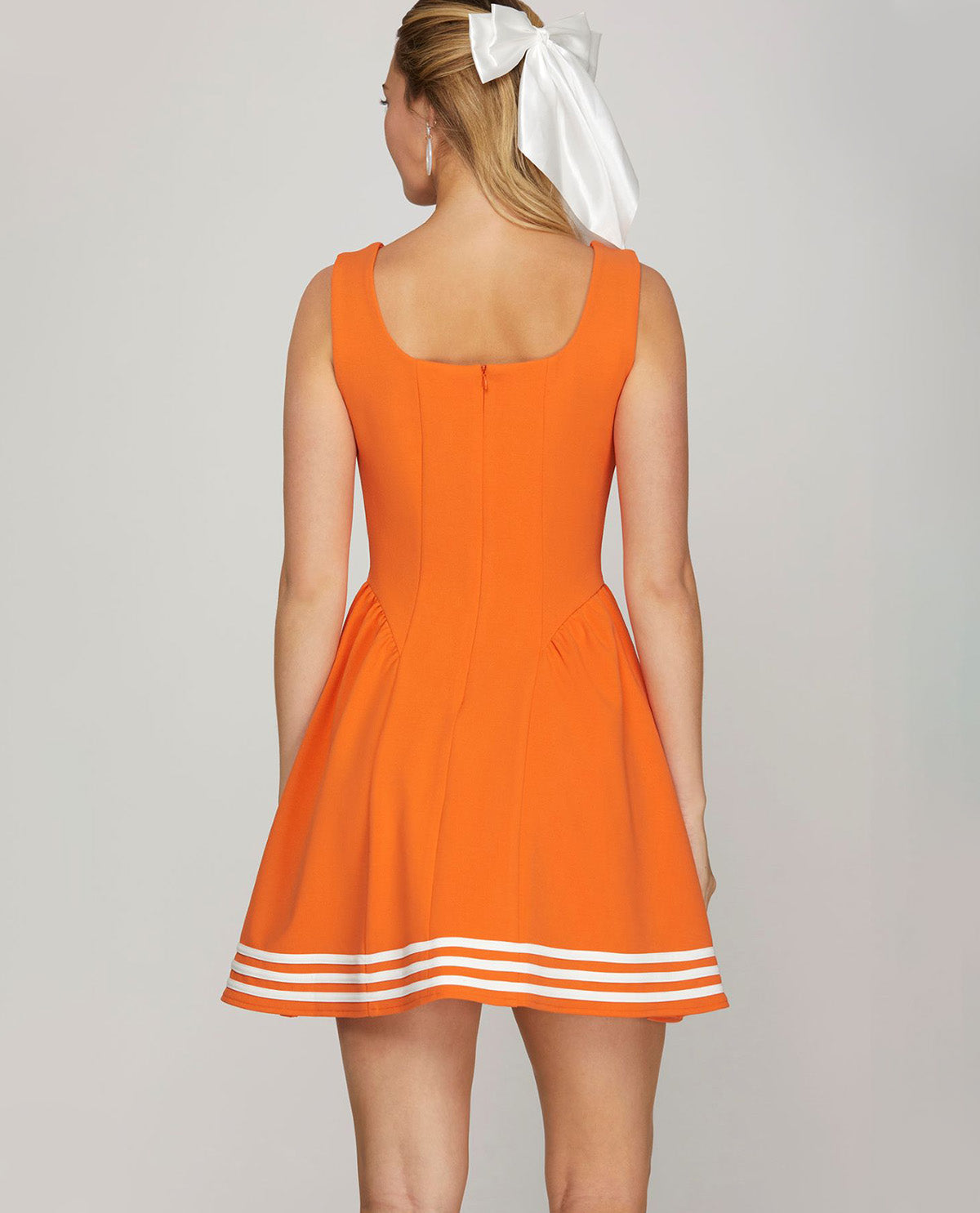 Game Day Sleeveless Mini Dress with Striped Hem