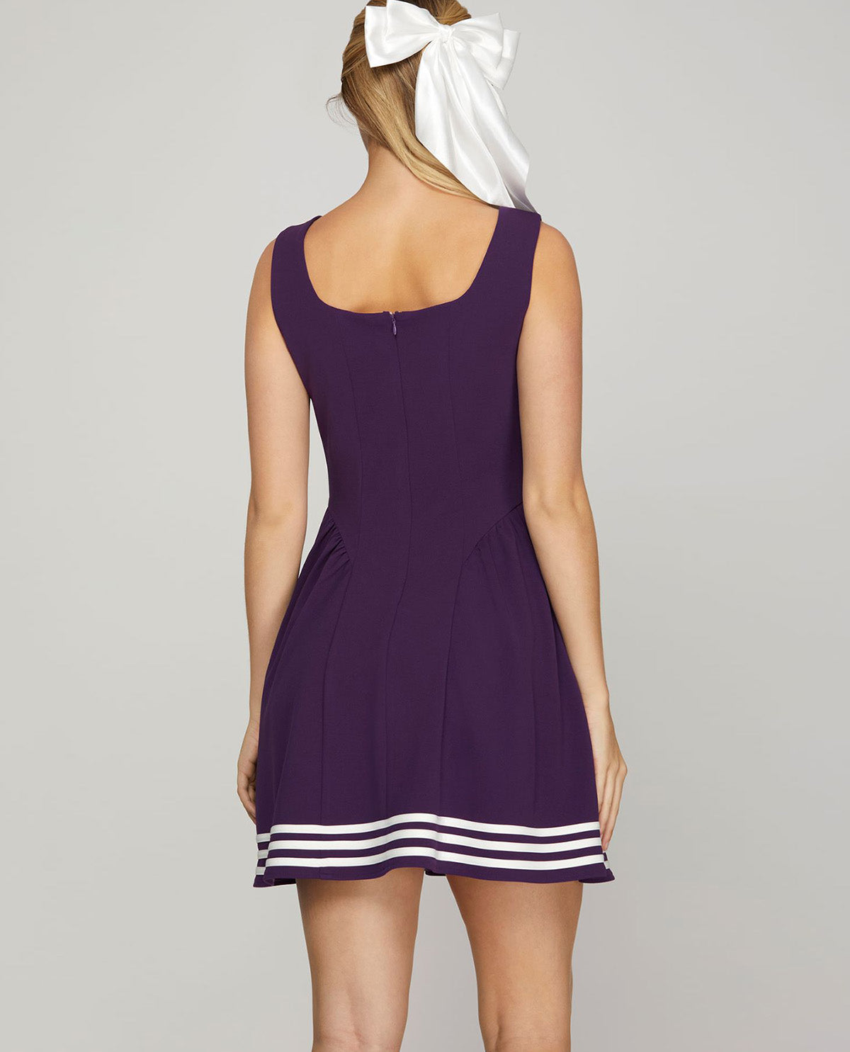 Game Day Sleeveless Mini Dress with Striped Hem