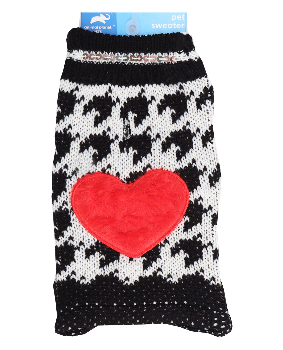 Houndstooth Heart Pet Sweater - S/M/L