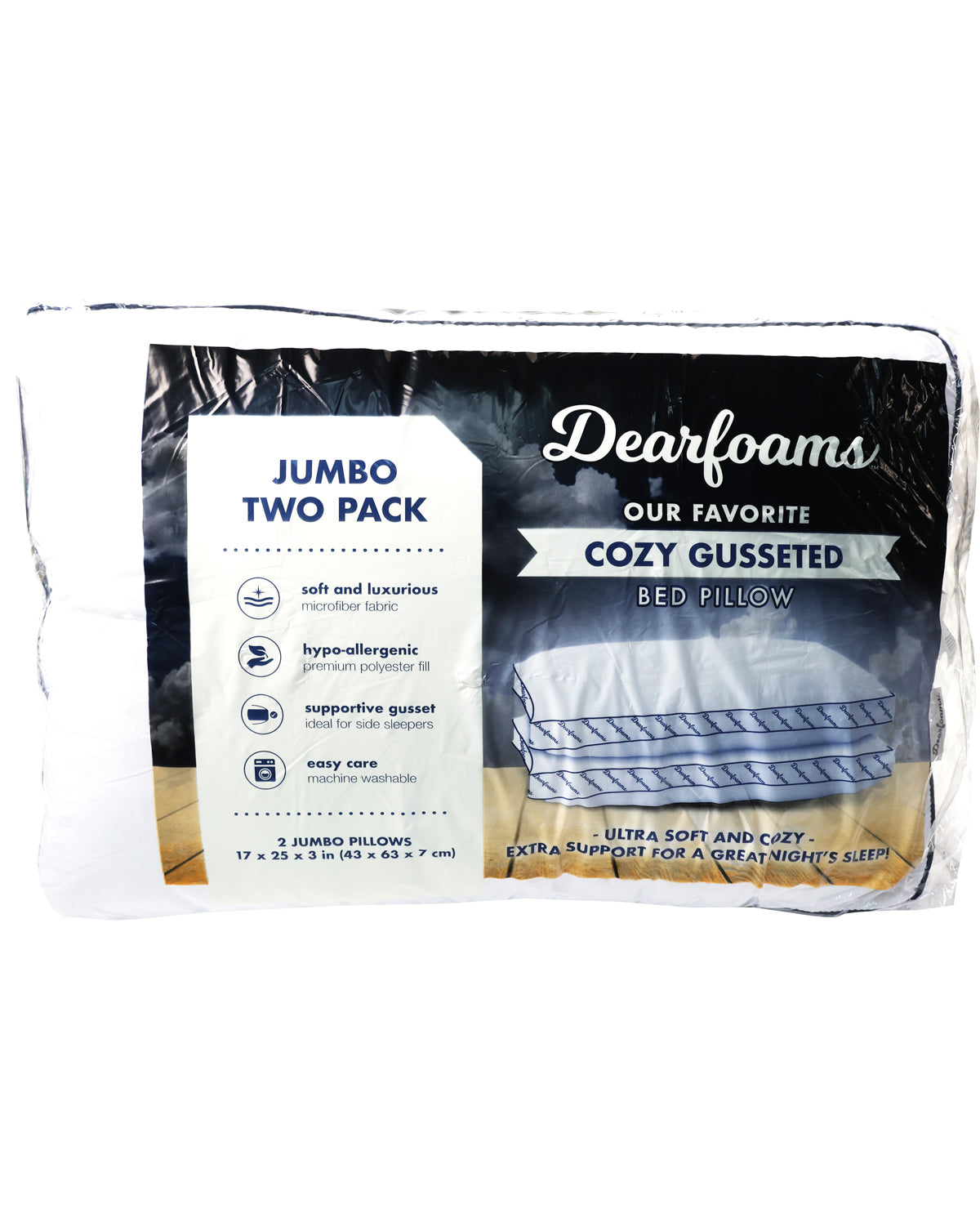Dearfoams Jumbo Cozy Gusset Pillow Set