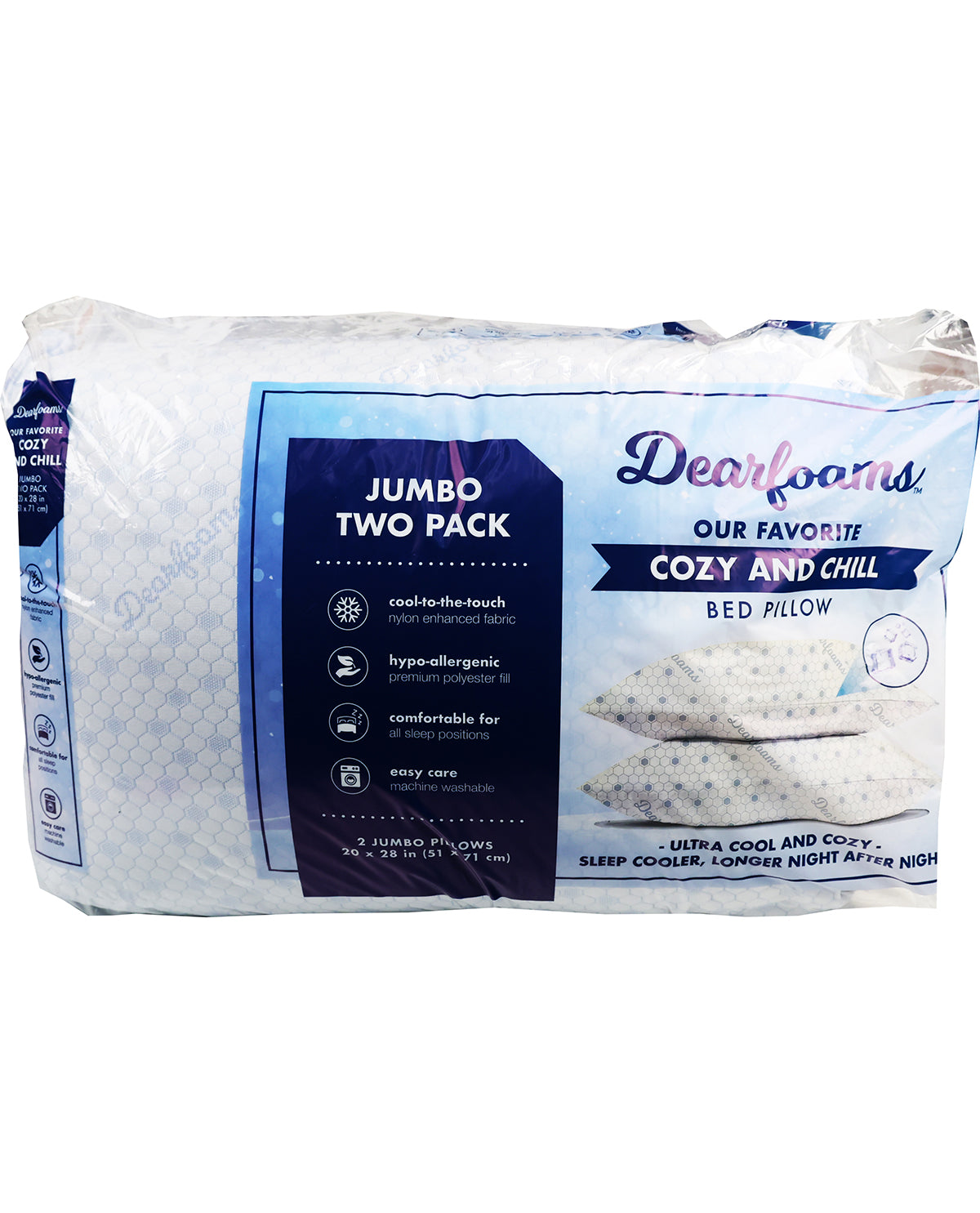 Dearfoams Jumbo Cozy & Chill Bed Pillow Set