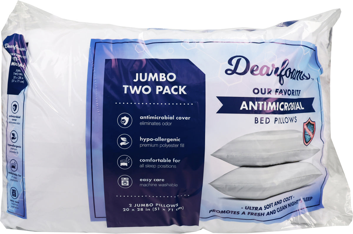 Dearfoams Jumbo Antimicrobial Bed Pillow Set