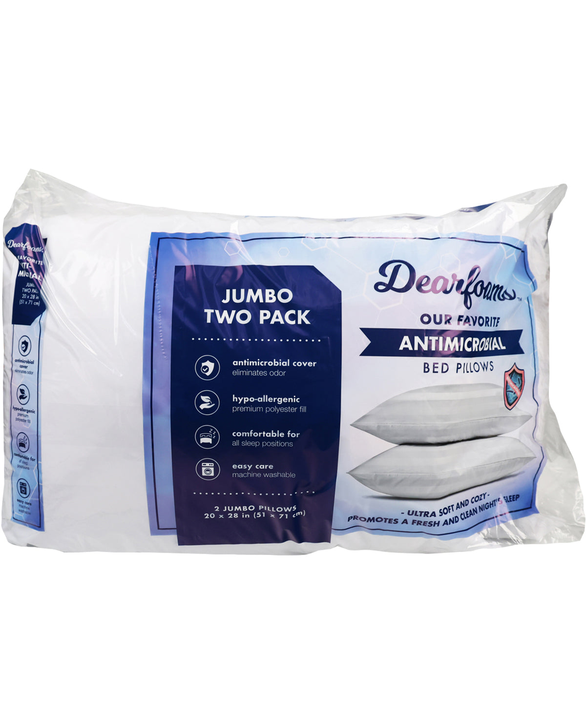 Dearfoam 2 Pack Anti Microbial Pillows