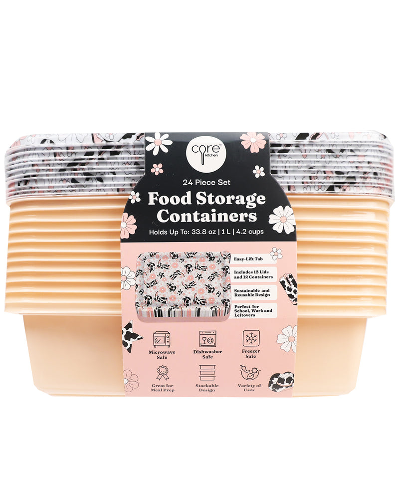 Pink Daisy Cow 24-Piece Food Storage