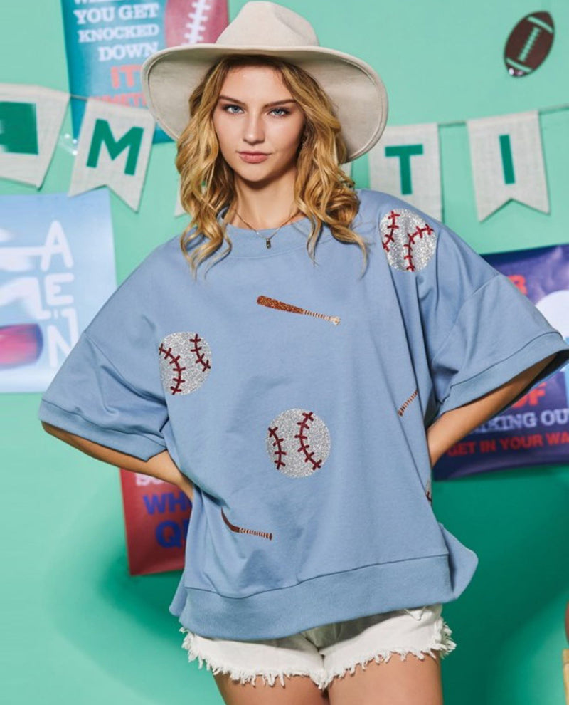 Glitter Baseball Top