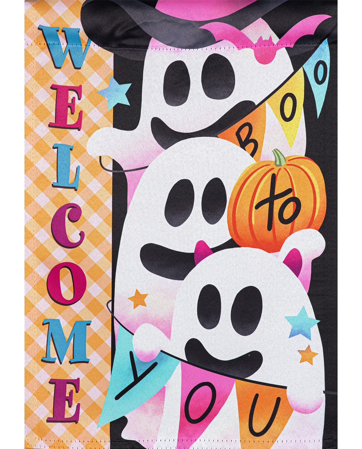 Welcome Ghost Suede Garden Flag