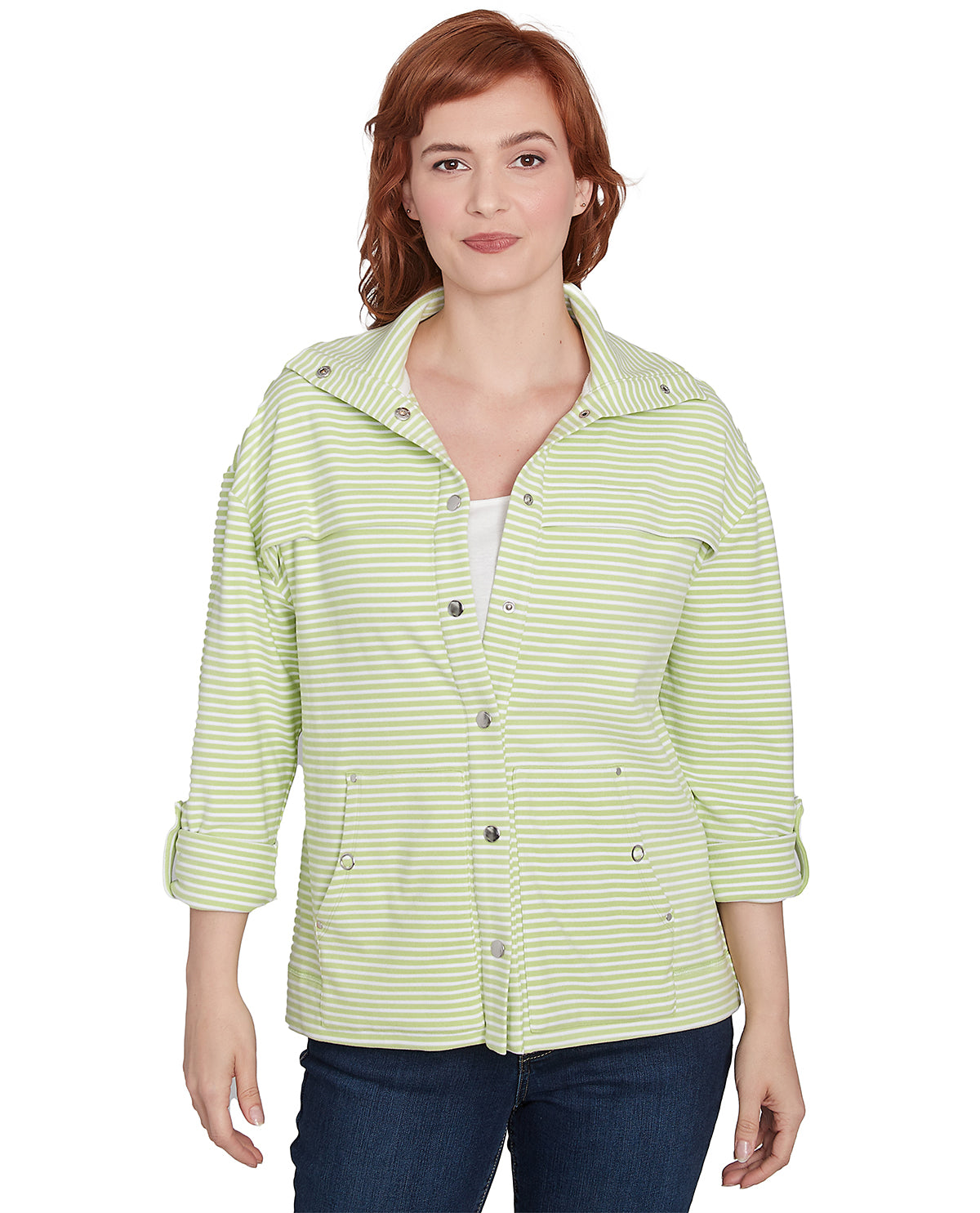Ruby Road Petite Casual Luxe Interlock Stripe Jacket