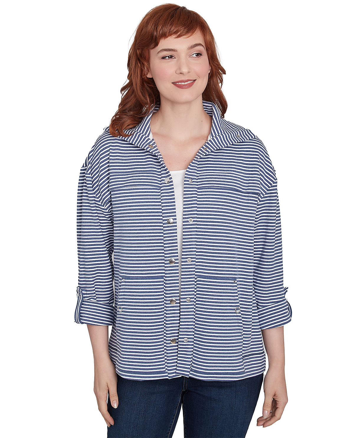 Ruby Road Petite Casual Luxe Interlock Stripe Jacket