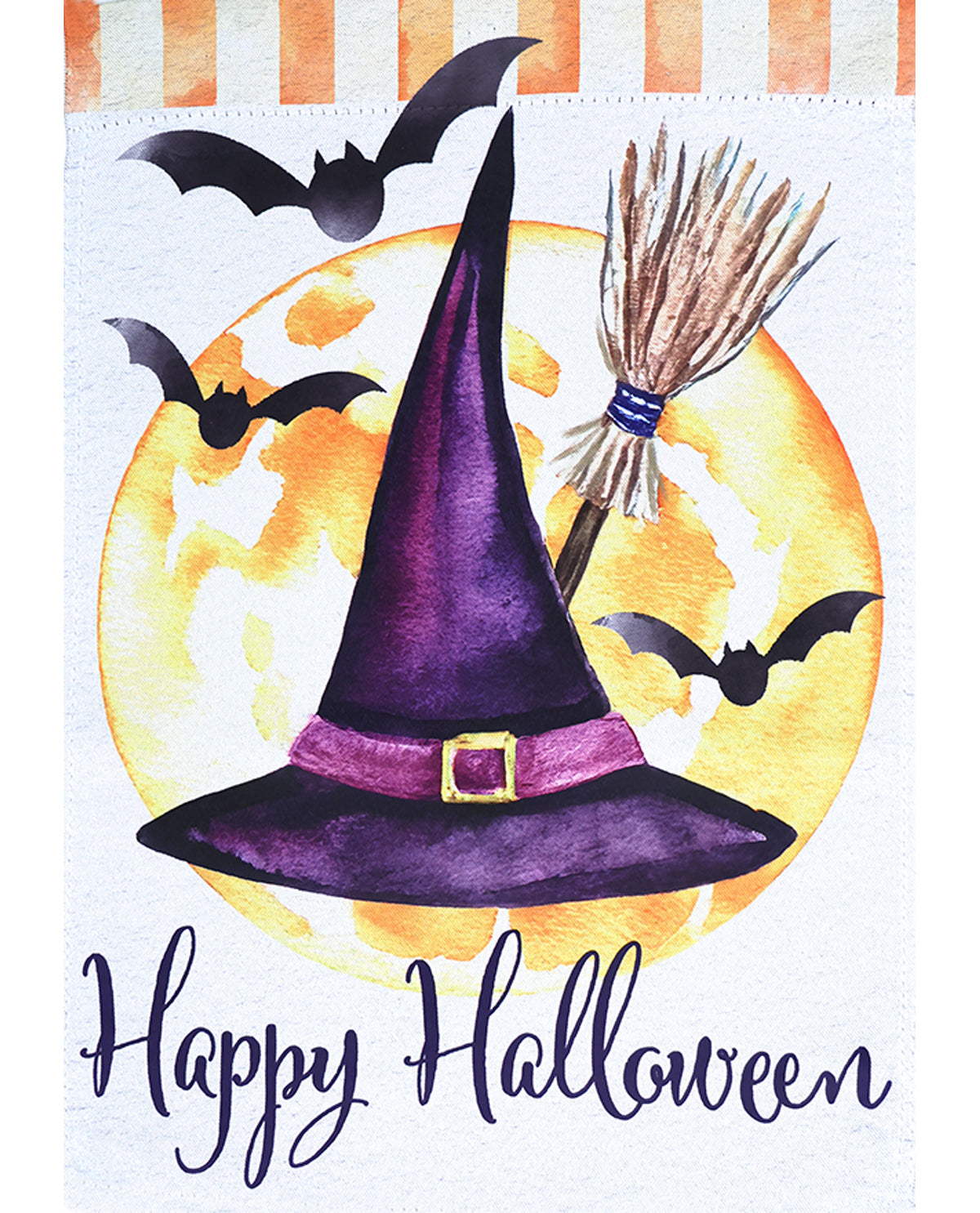 Happy Halloween Witch Hat Suede Garden Flag