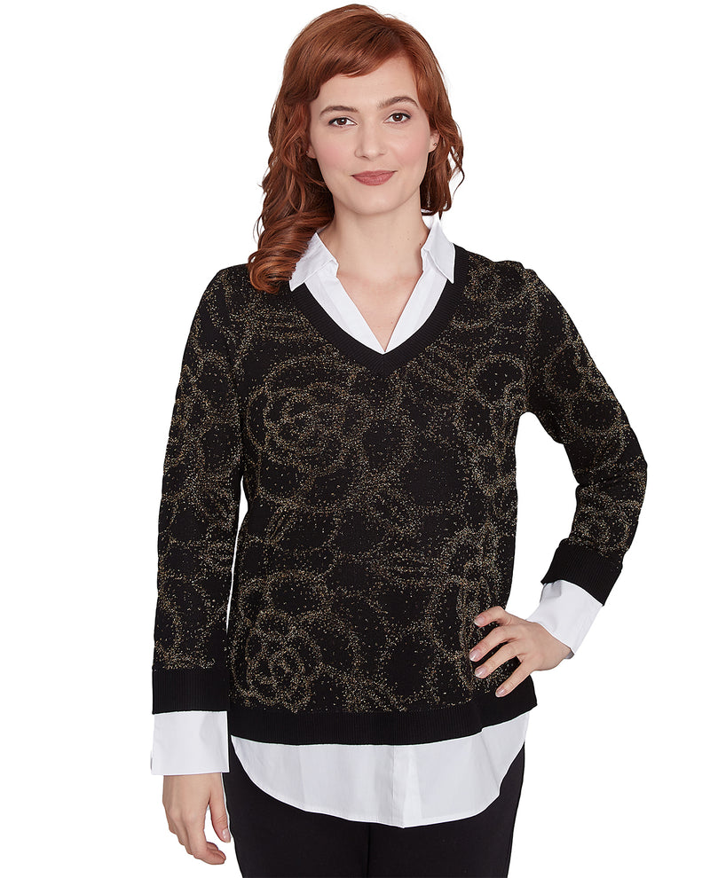 Ruby Road Pullover Combo Sweater