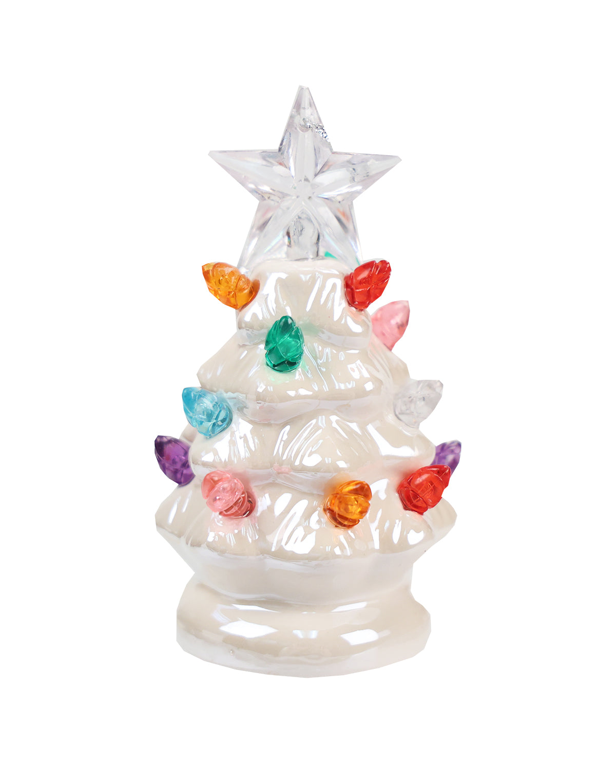 Ceramic Pearlized Christmas Tree Glow Ornament