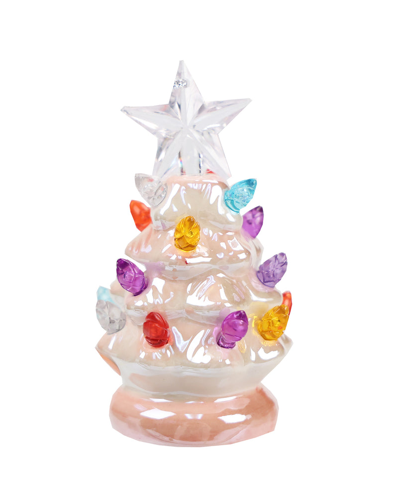 Ceramic Pearlized Christmas Tree Glow Ornament