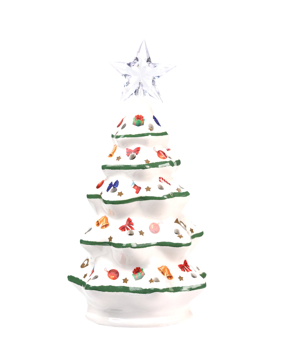 Large Ceramic Decorated Glowing White Christmas Tree