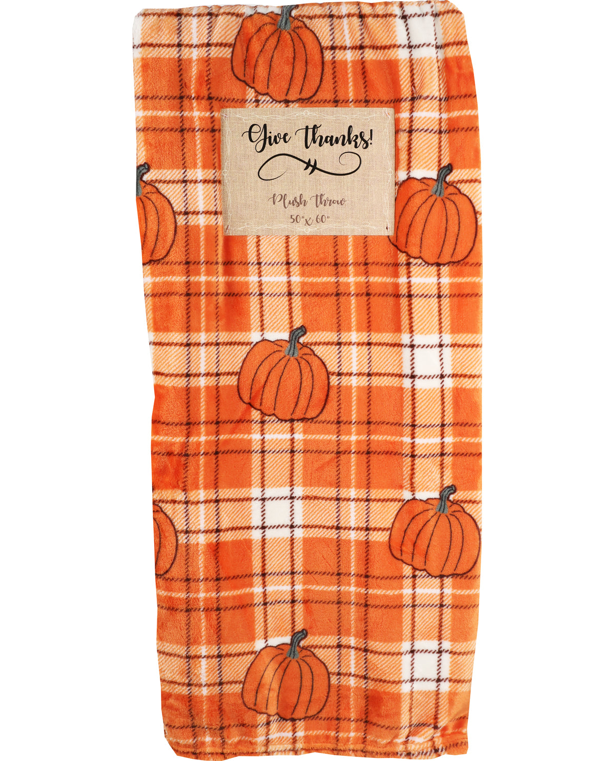 Pumpkin Plaid Fleece Hanging Throw