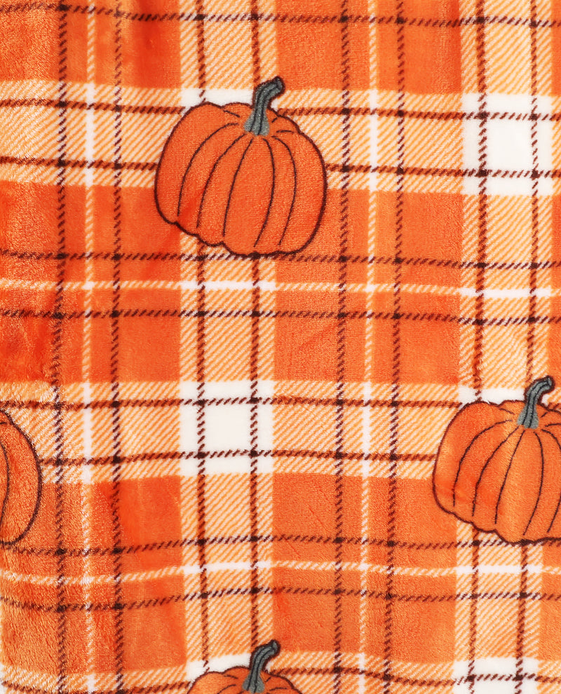 Pumpkin Plaid Fleece Hanging Throw