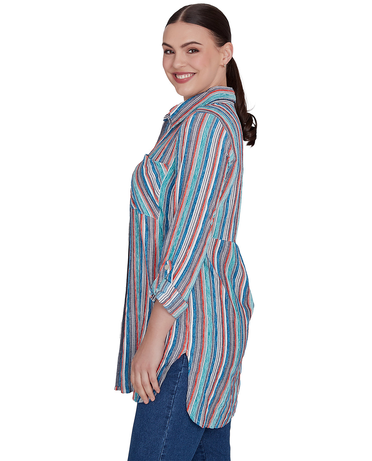 Ruby Road Missy Tapestry Traveler Stripe Woven Top