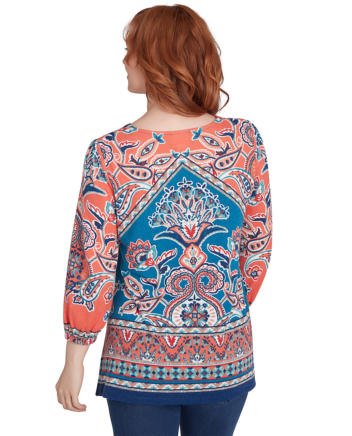 Ruby Road Missy Tapestry Kilim Motif Knit Top