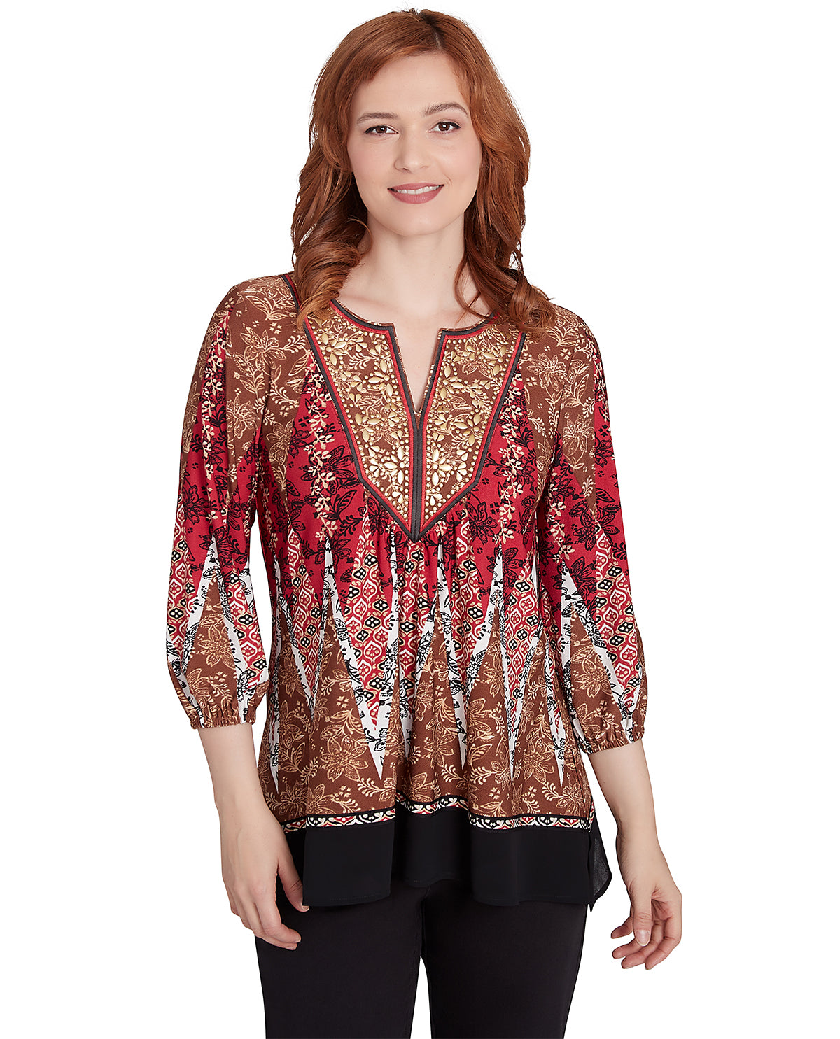 Ruby Road Go Wild Crepe Combo Knit Top