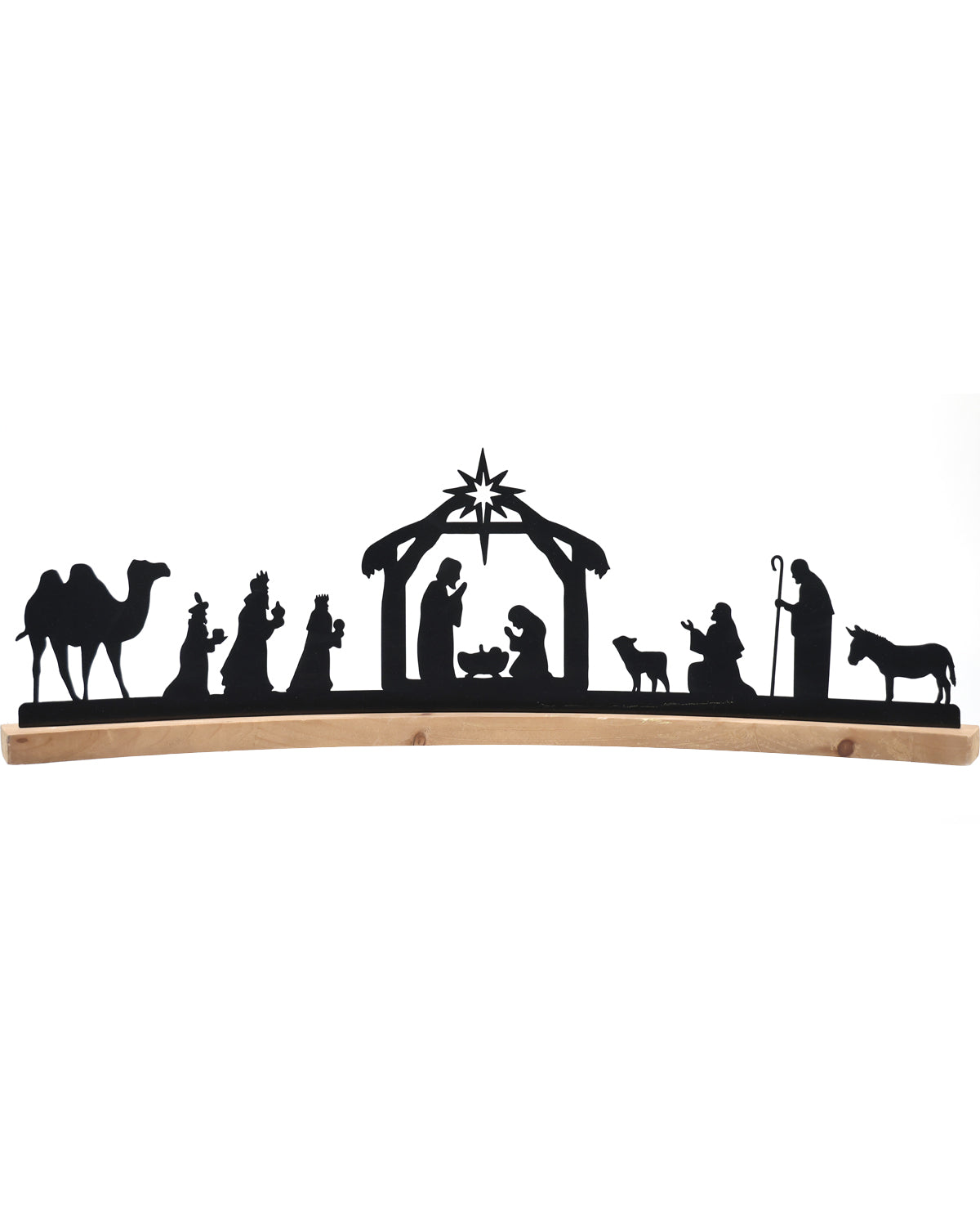 Metal & Wood Curved Decorative Nativity Stand