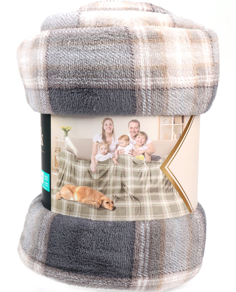 Plaid Luxury Shearling Family Blanket