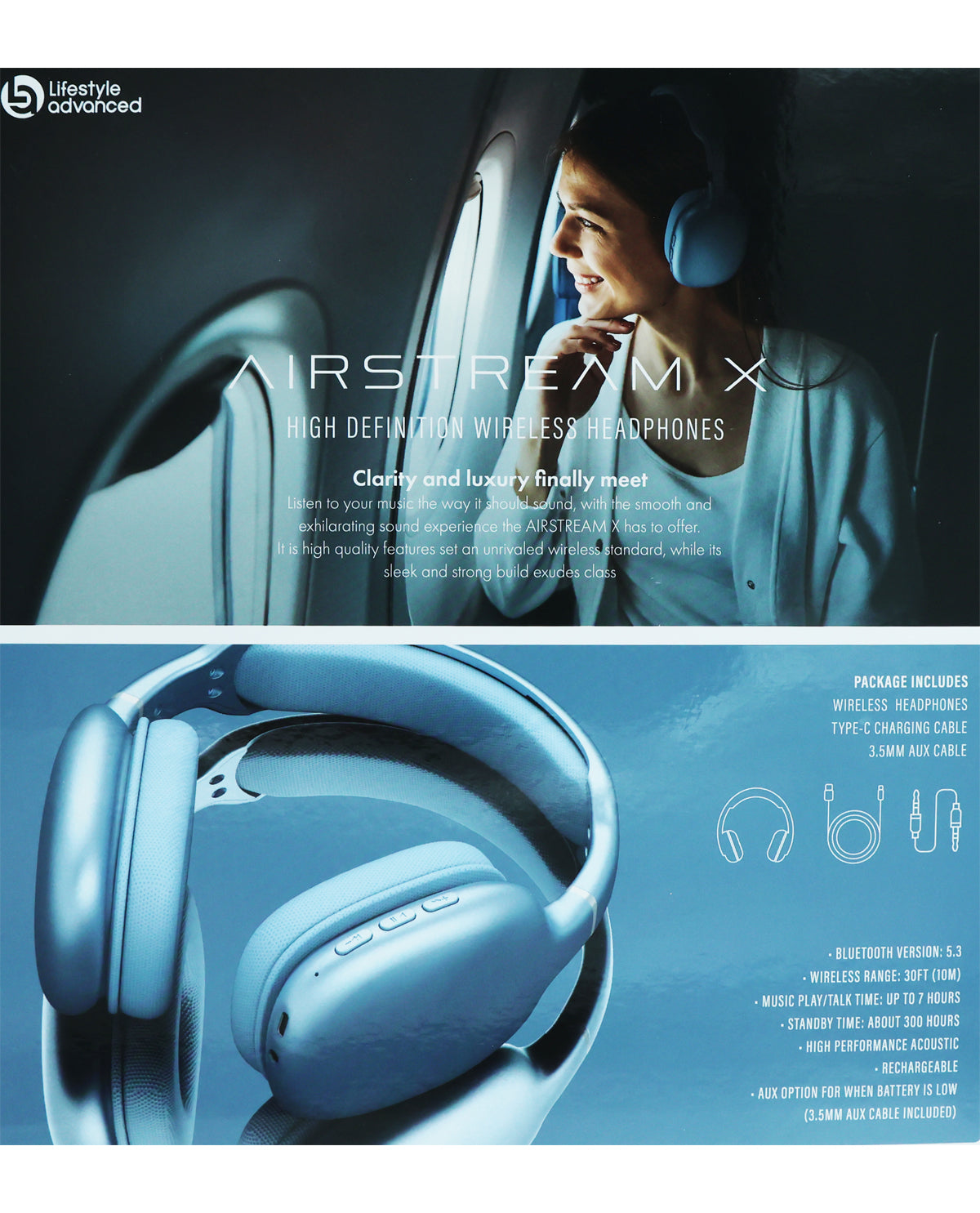 Airstream X Slate Blue High-Definition Wireless Headphones