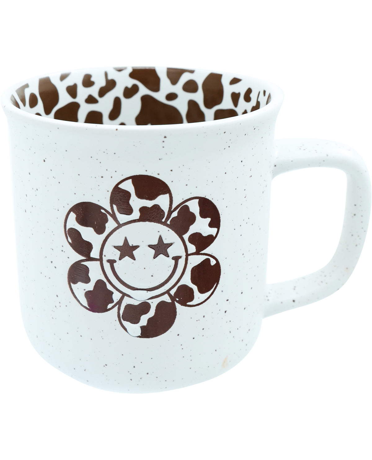 Cow Print Smiley Flower Coffee Mug