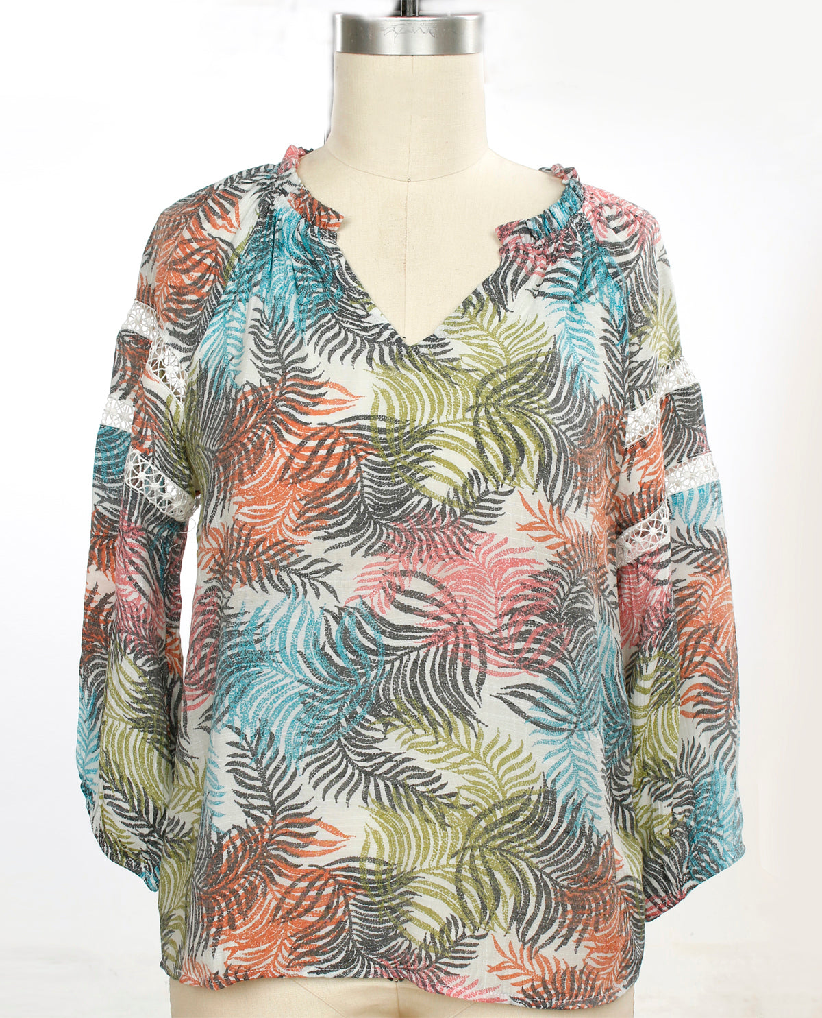 Hope & Harlow Missy Tropical Floral Print Slub Top