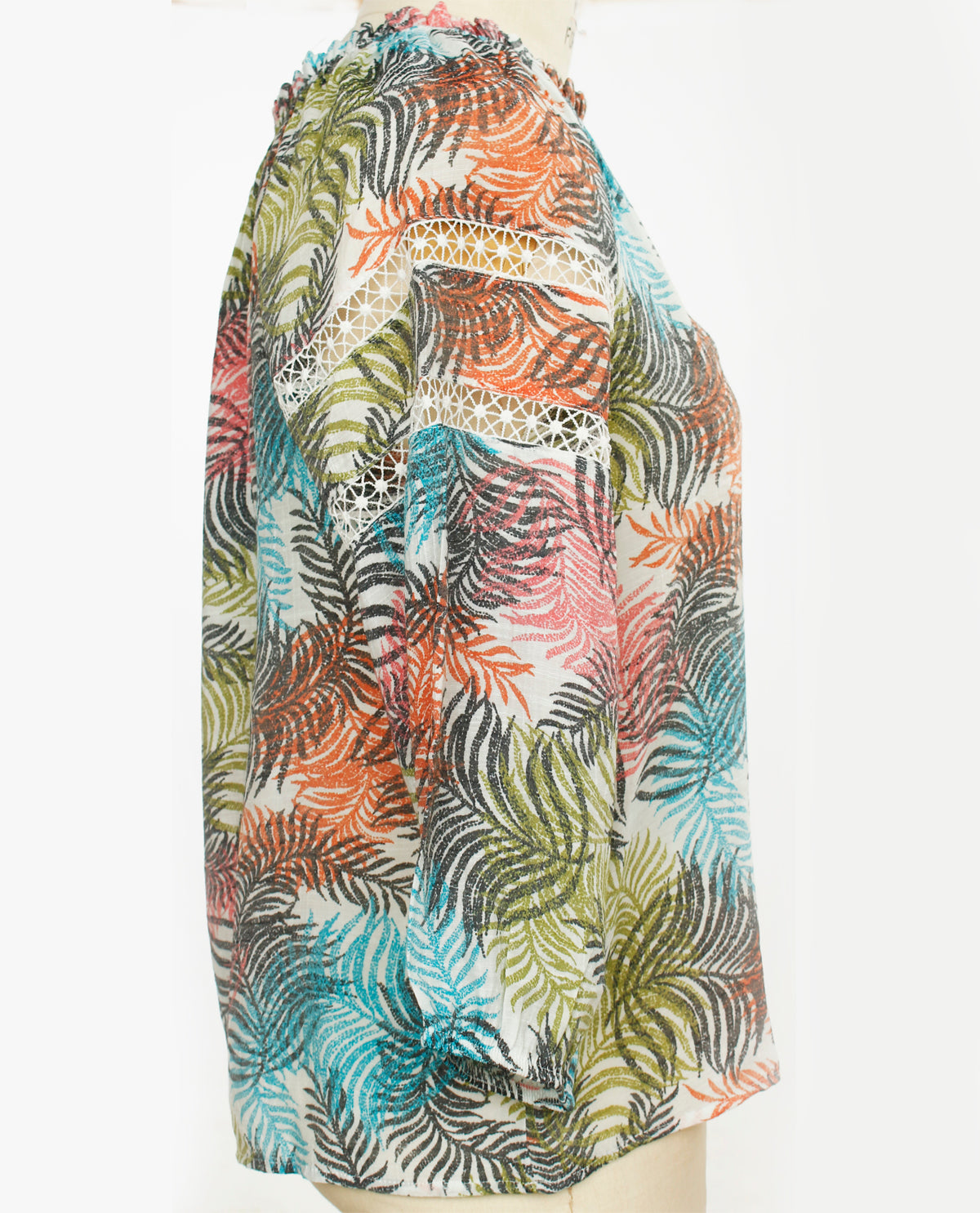 Hope & Harlow Missy Tropical Floral Print Slub Top