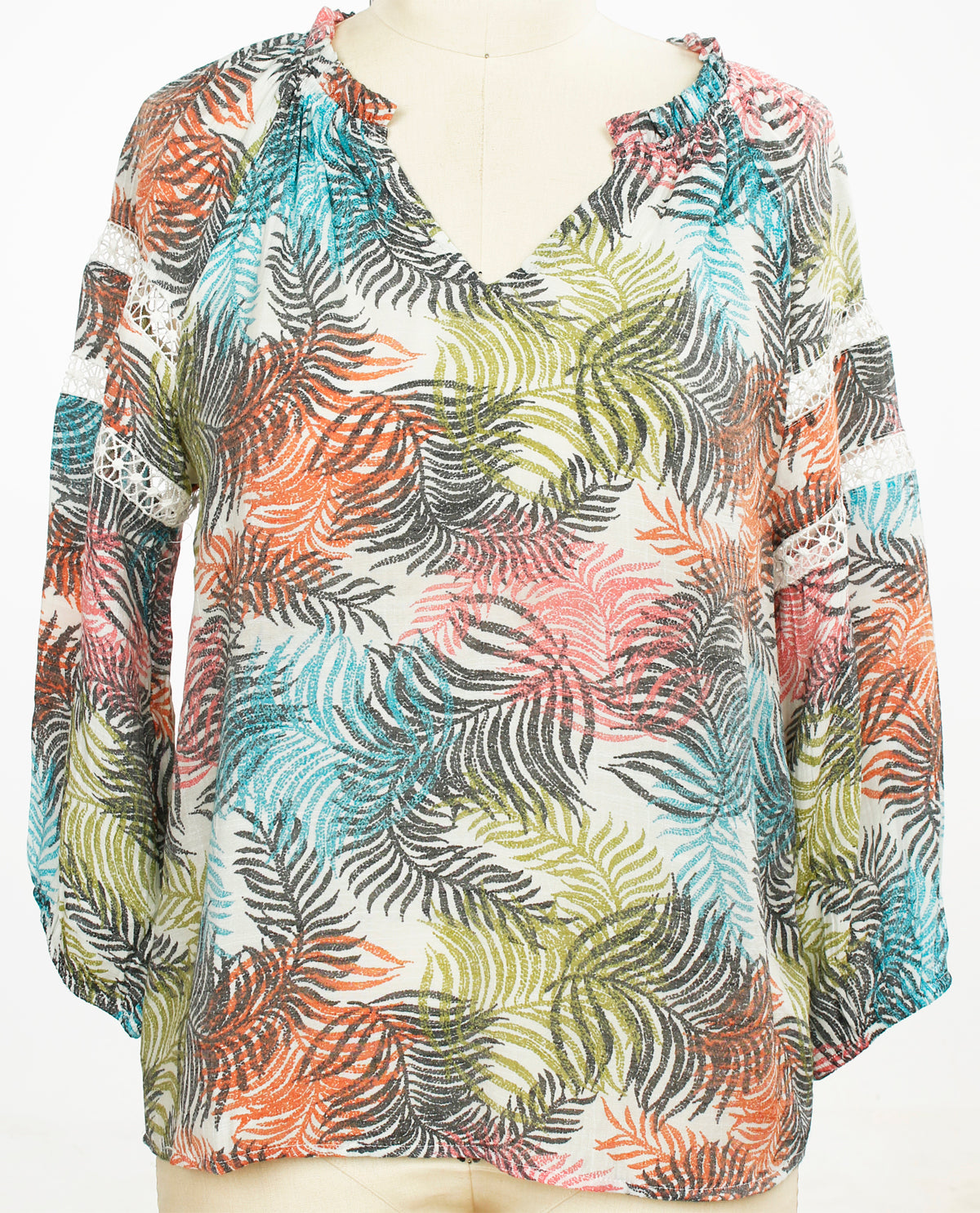 Hope & Harlow Missy Tropical Floral Print Slub Top