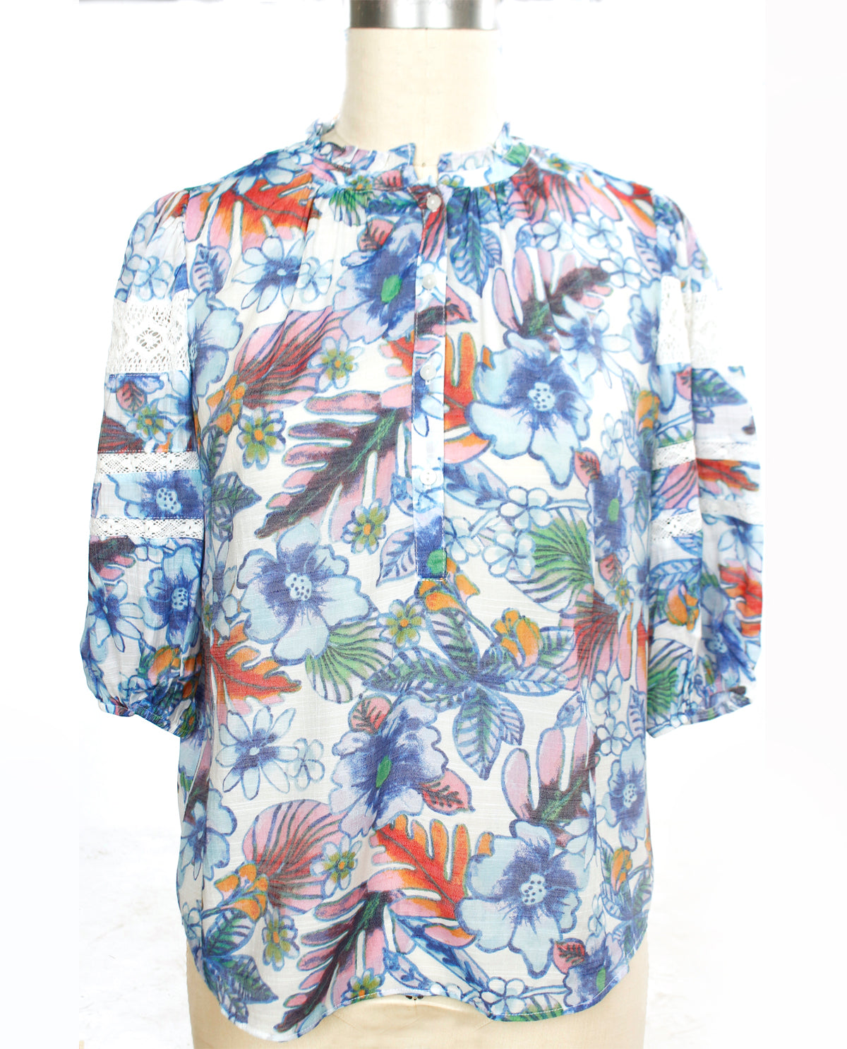 Hope & Harlow Missy Capri Breeze Floral Print Slub Top