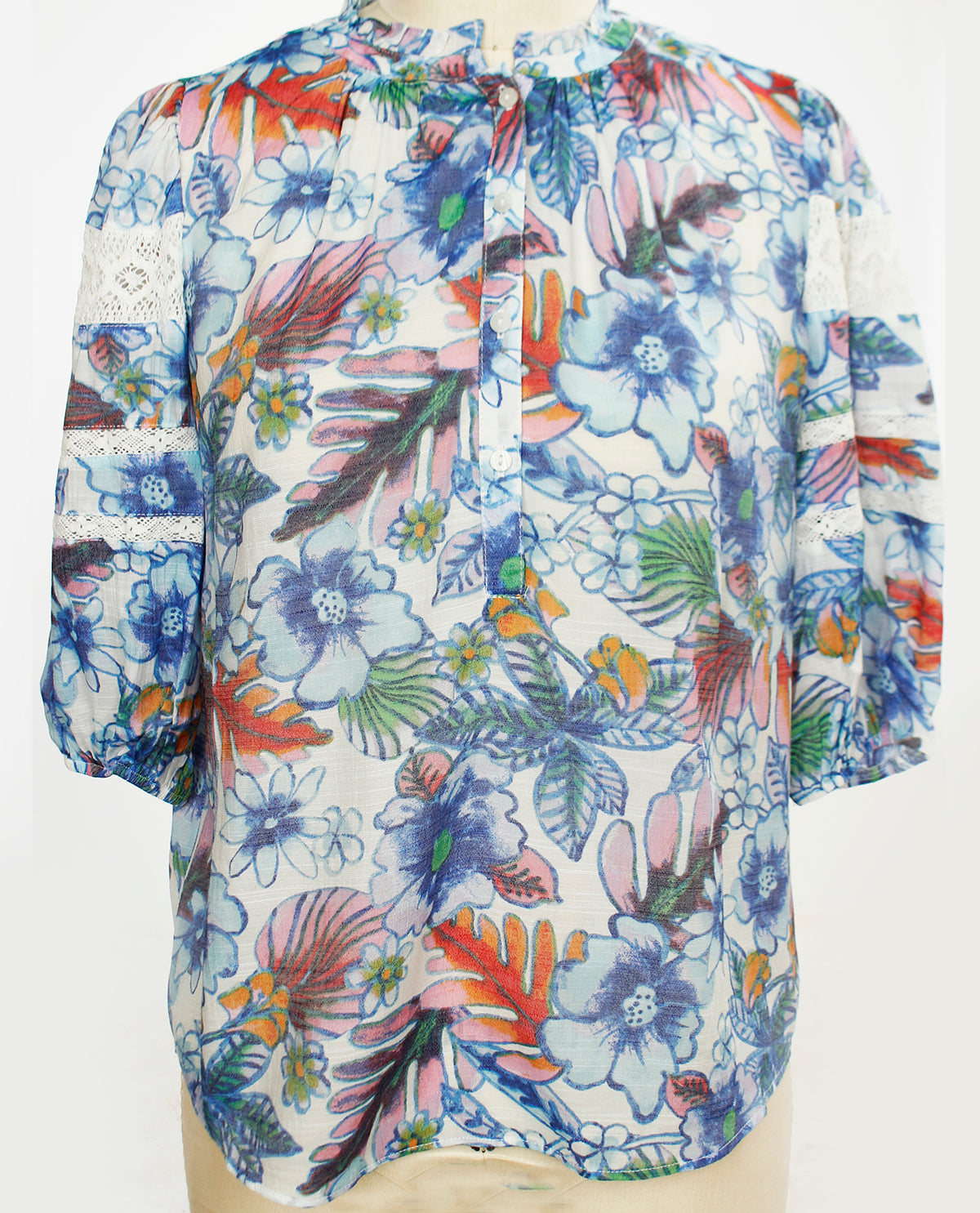 Hope & Harlow Missy Capri Breeze Floral Print Slub Top