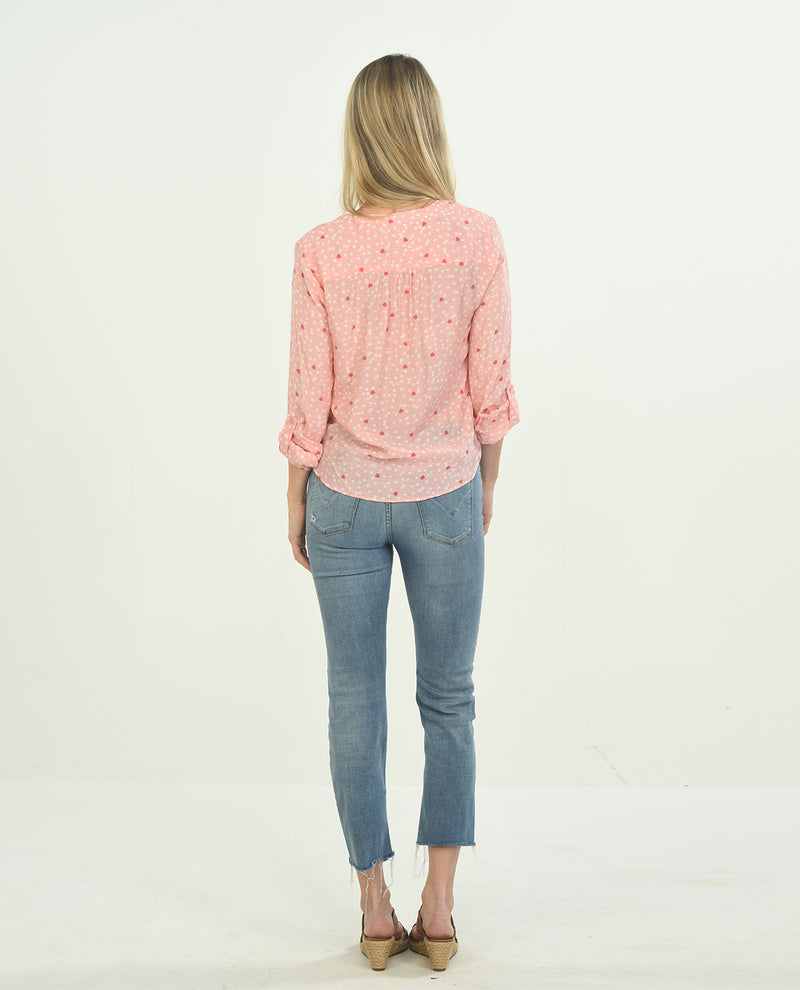 Hope & Harlow Missy Hearts Long Sleeve Slub Top