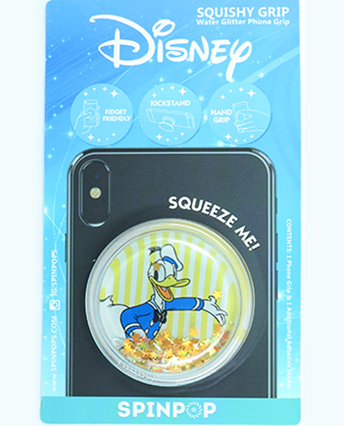 Spinpop Disney Phone Grip Water Glitter - Donald Duck
