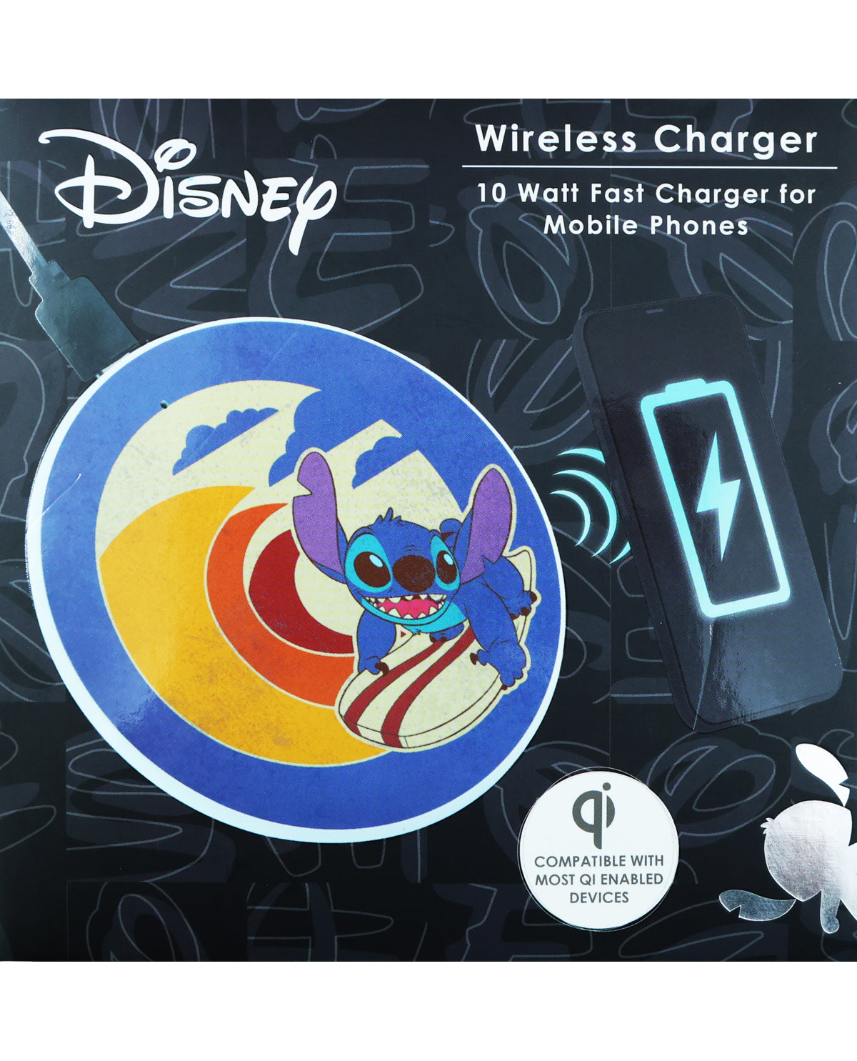 Disney 10-Watt QI Wireless Charger - Stitch Surf