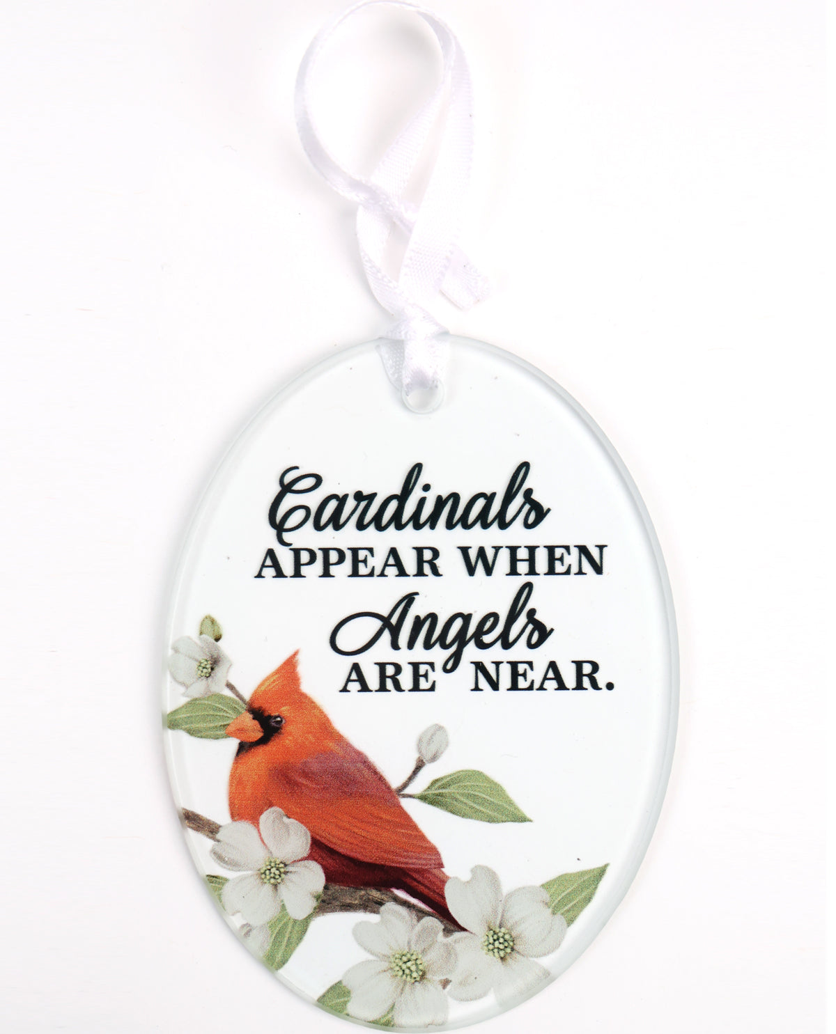 Cardinals Appear Glass Oval Ornament