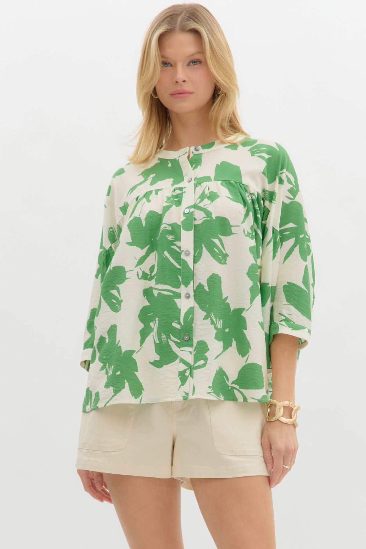 3/4 Sleeves Print Top