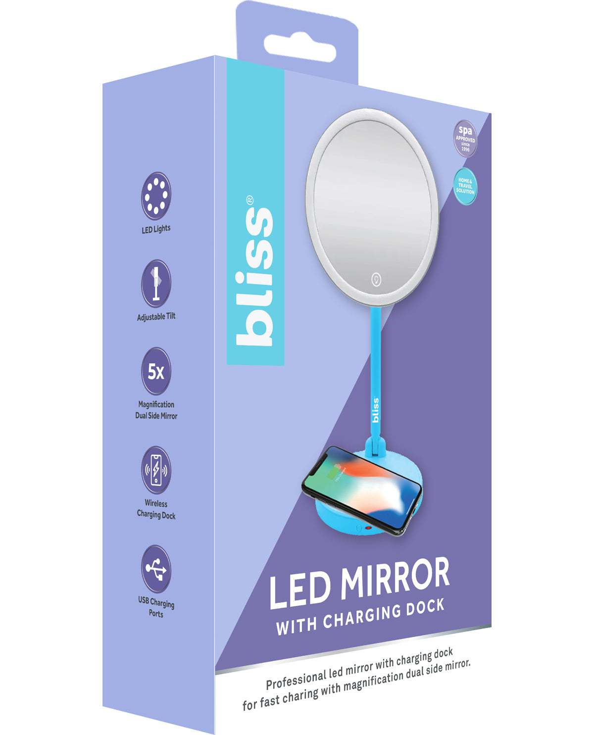 Electric Lighted Mirror With Charging Station