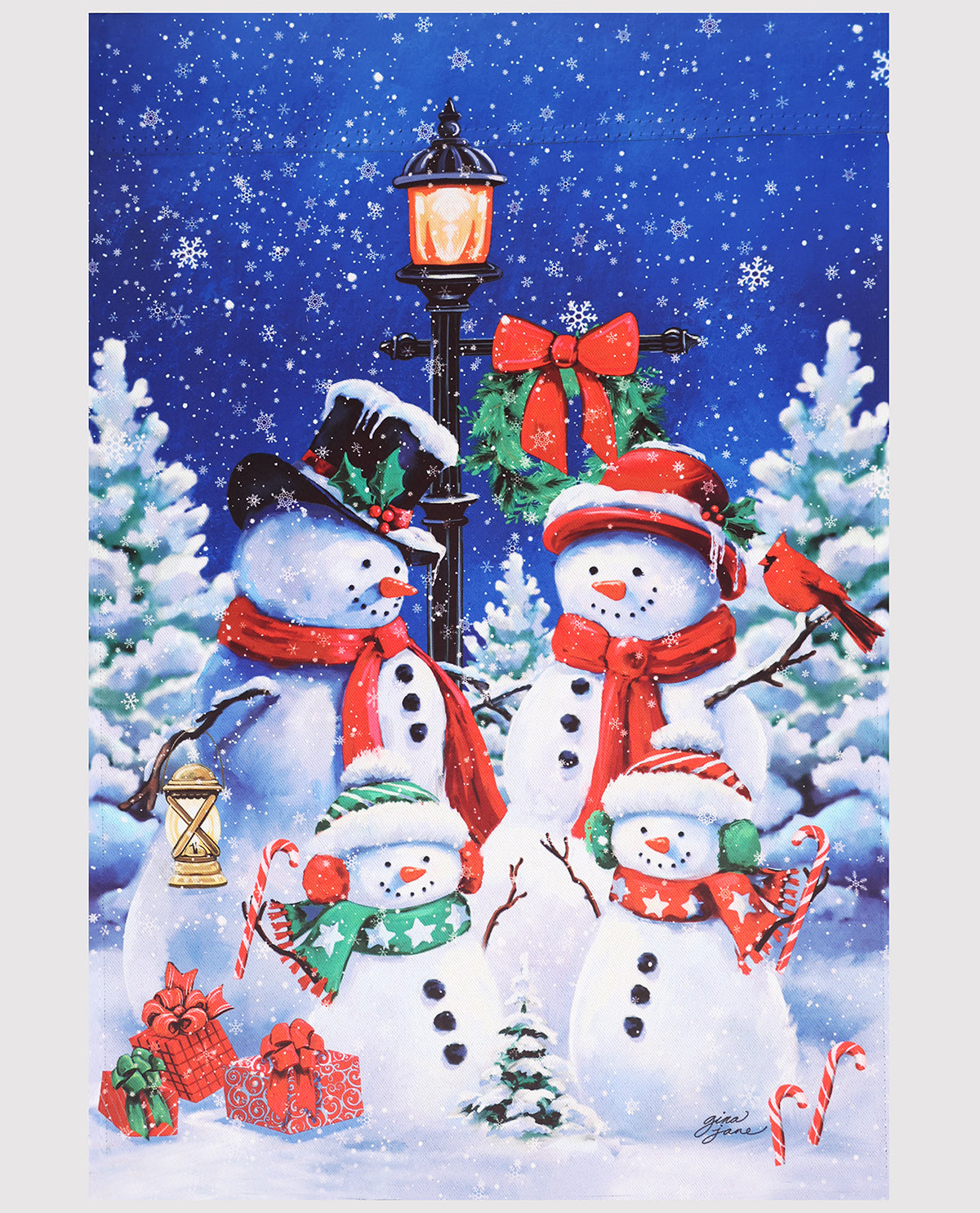 Snow Family Garden Flag