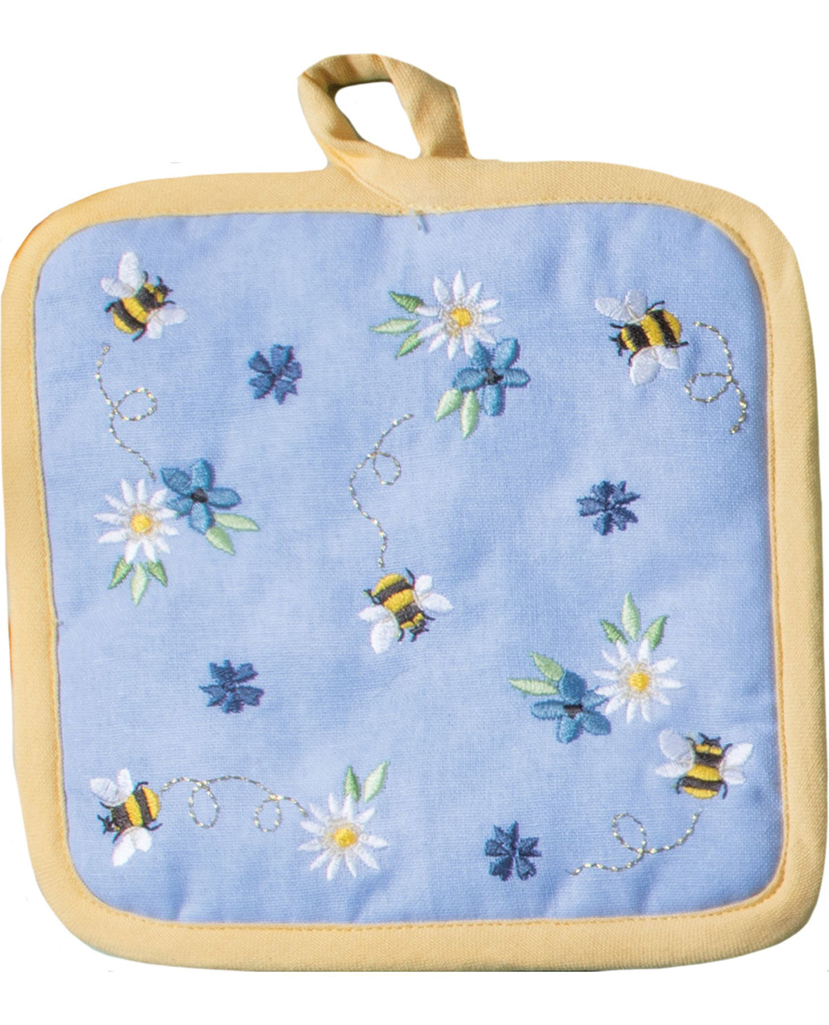 Blue Bee Potholder
