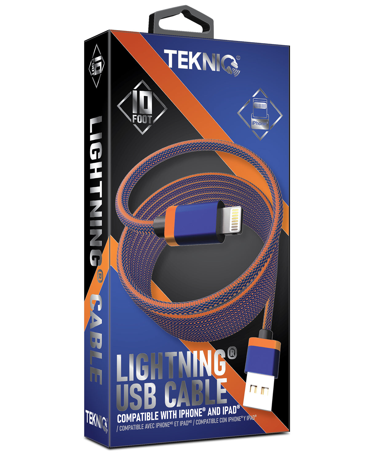 10ft 2 Tone Braid Fabric Iphone Cable