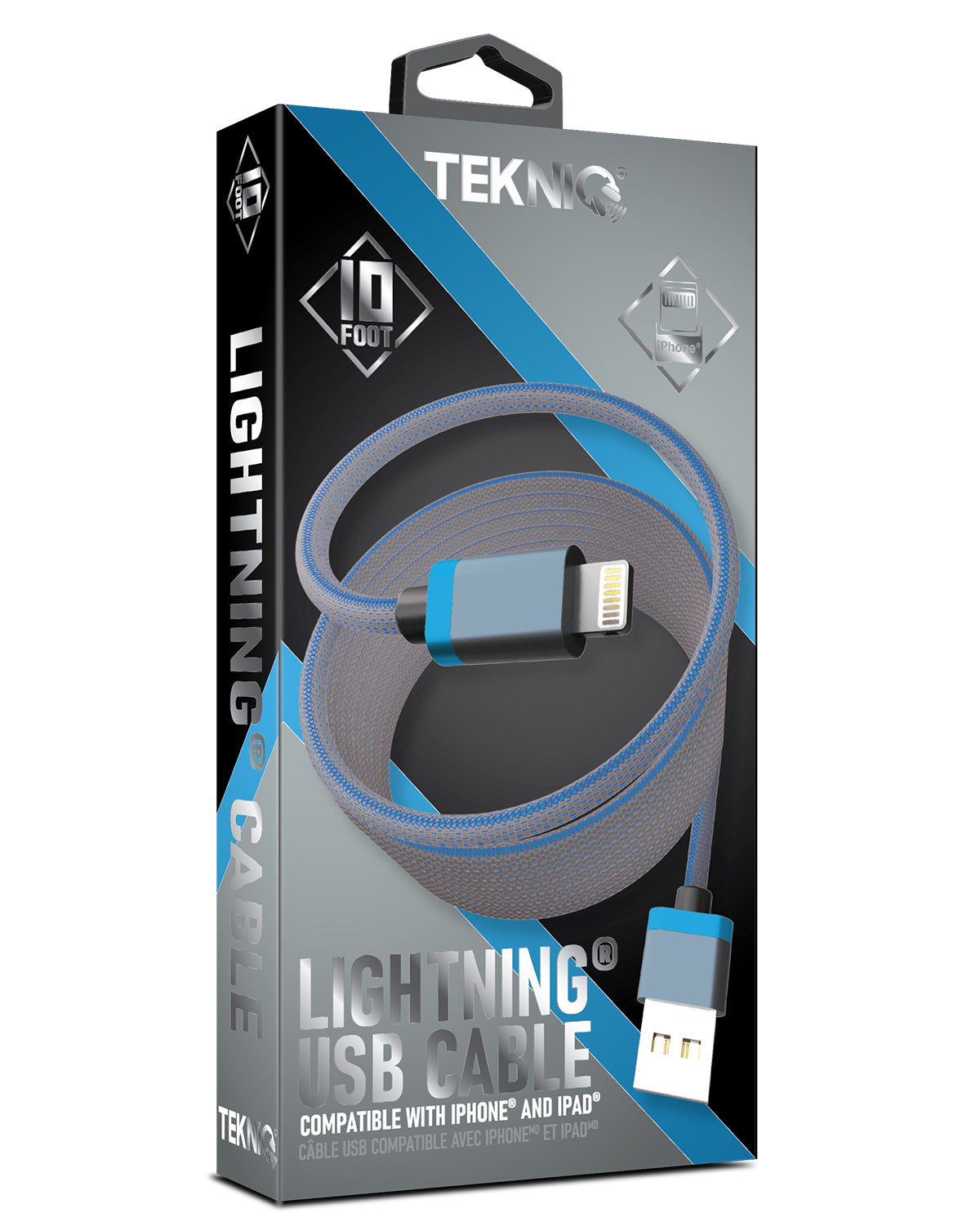 10ft 2 Tone Braid Fabric Iphone Cable