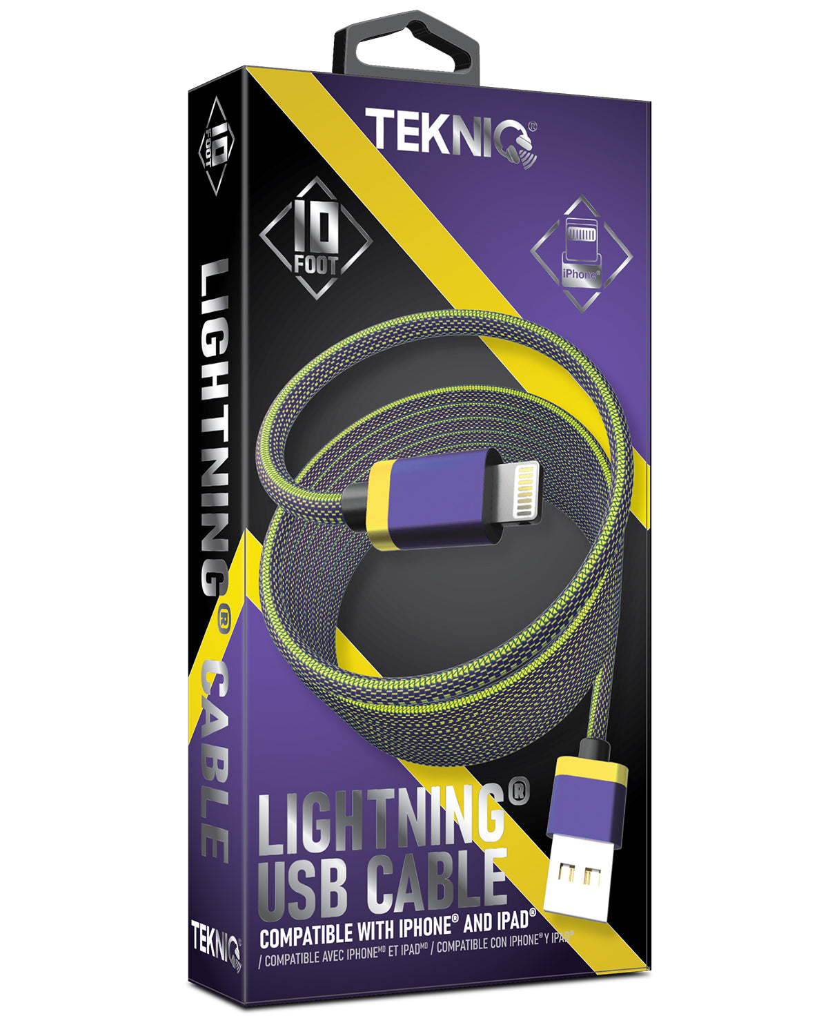 10ft 2 Tone Braid Fabric Iphone Cable