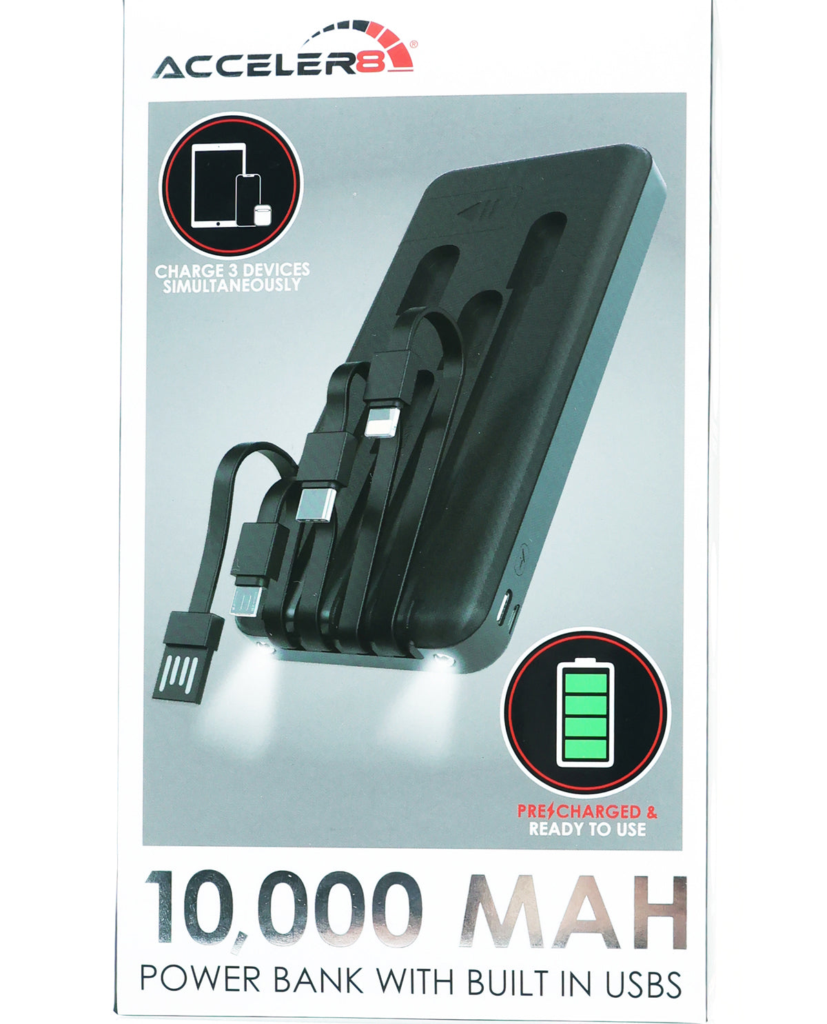 10,000 MAH Power Bank with Built-In Nested USB Ports