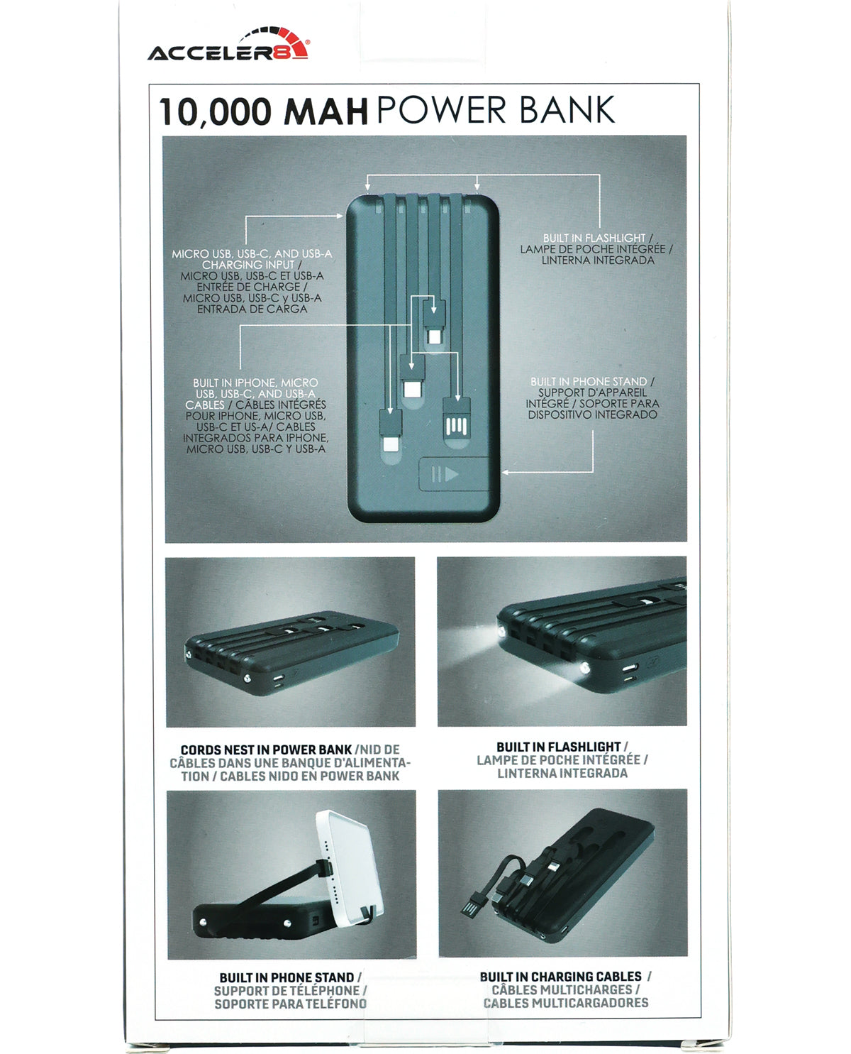 10,000 MAH Power Bank with Built-In Nested USB Ports