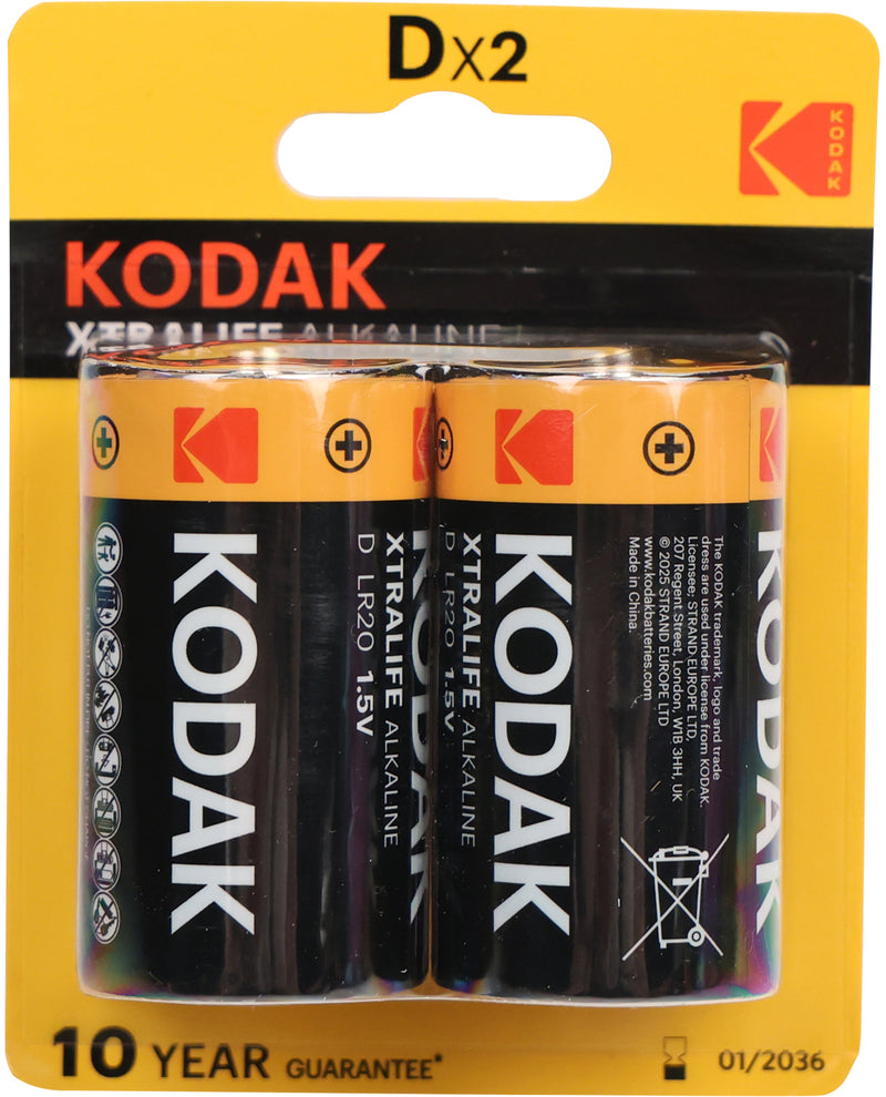 Two Kodak batteries in a yellow packaging with the Kodak logo.