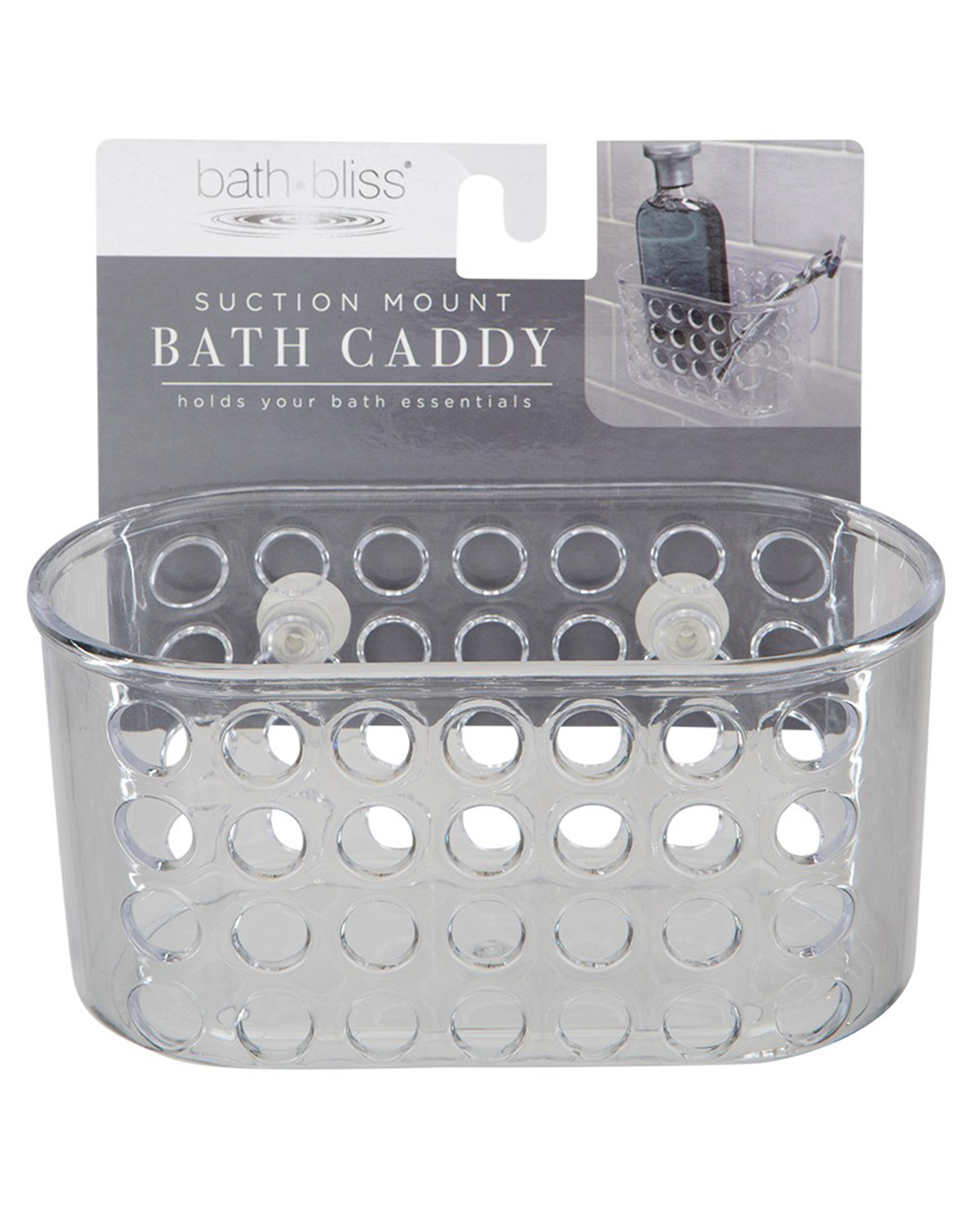 Clear Suction-Mounted Bath Caddy
