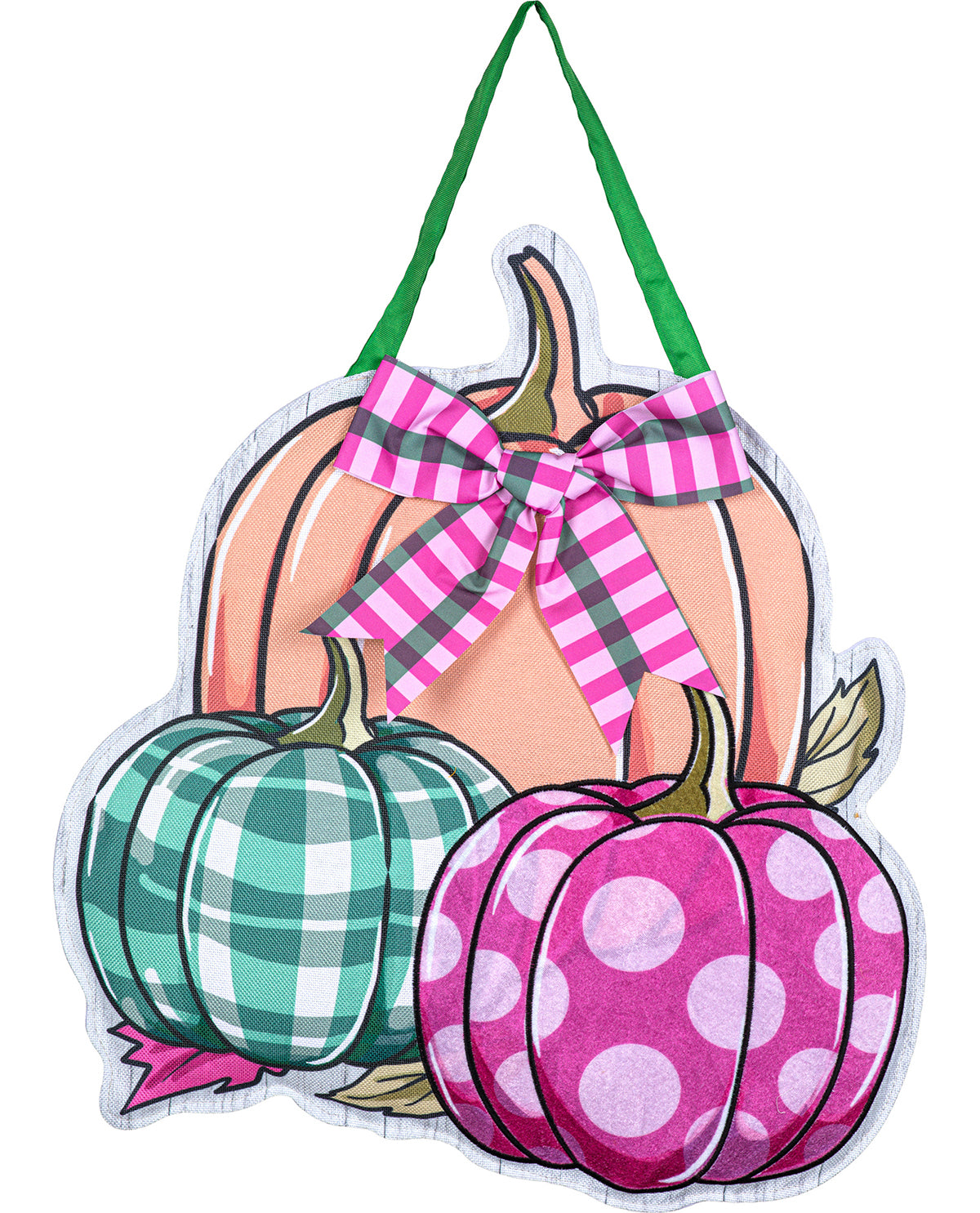 Pink & Green Pumpkin Door Decor