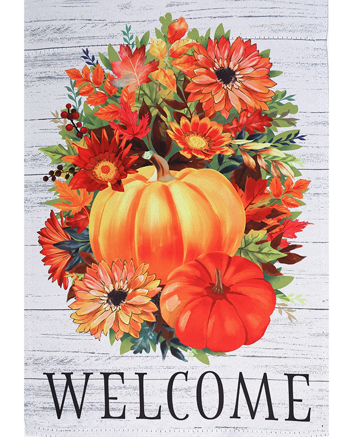 Pumpkin with Flowers Suede Garden Flag