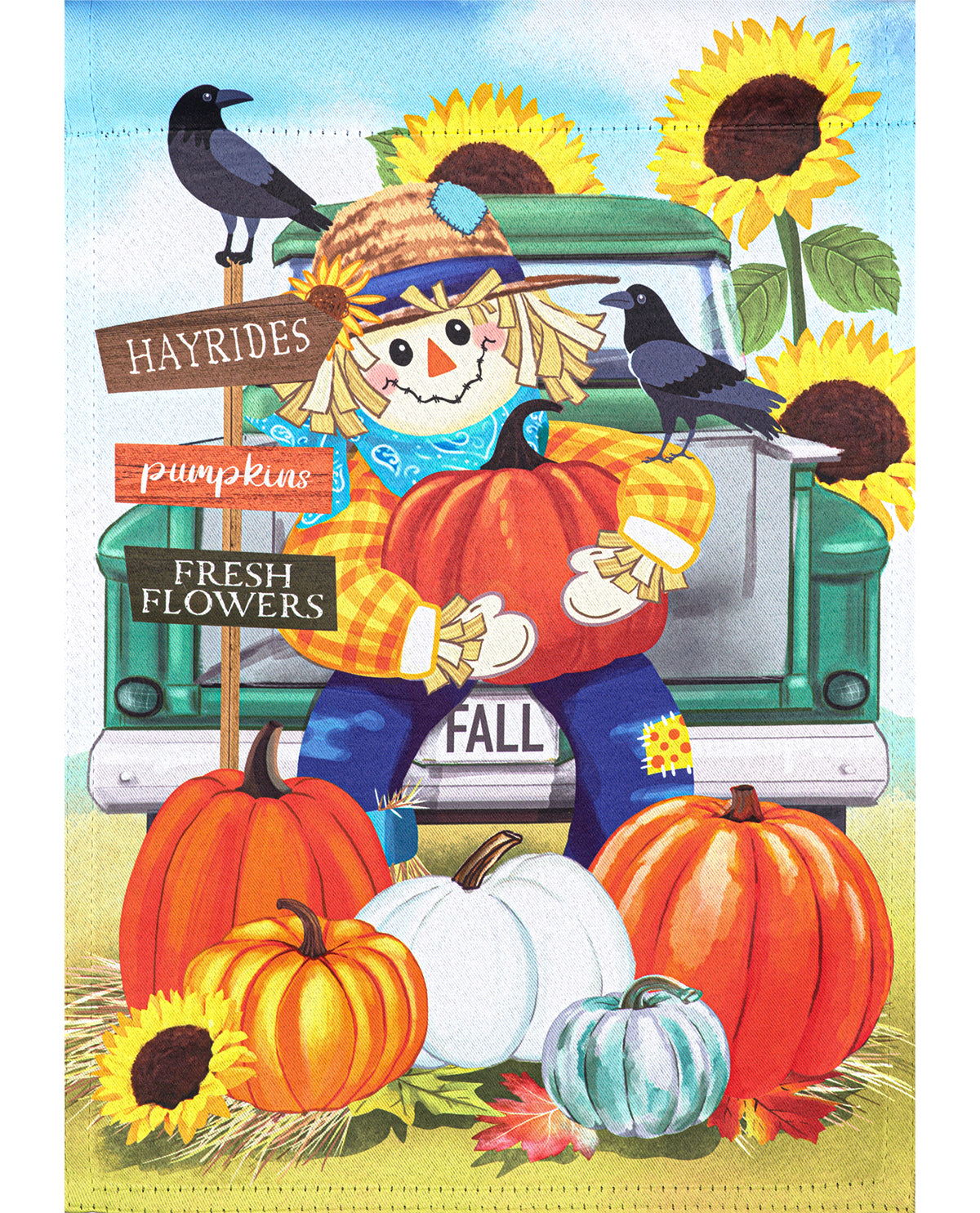 Autumn Scarecrow Suede Garden Flag