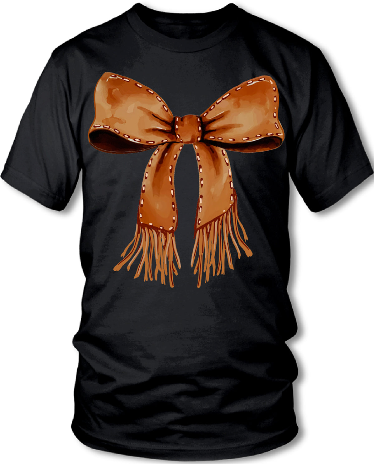 Women's Leather Bow Short Sleeve Screen Tee